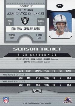 2000 Playoff Contenders #64 Rich Gannon Back