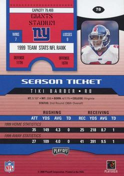 2000 Playoff Contenders #78 Tiki Barber Back