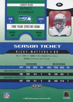 2000 Playoff Contenders #80 Ricky Watters Back