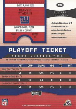 2000 Playoff Contenders #196 Kerry Collins Back