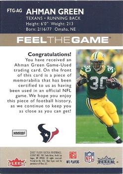 2007 Ultra - Feel the Game Jerseys #FTG-AG Ahman Green Back