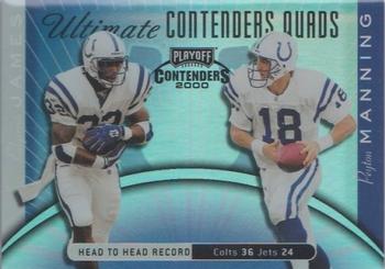 2000 Playoff Contenders - Ultimate Quads #CQ-3 Edgerrin James / Peyton Manning / Curtis Martin / Chad Pennington Front