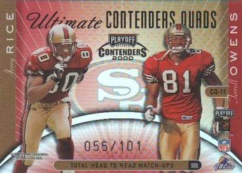 2000 Playoff Contenders - Ultimate Quads #CQ-11 Marshall Faulk / Kurt Warner / Jerry Rice / Terrell Owens Back
