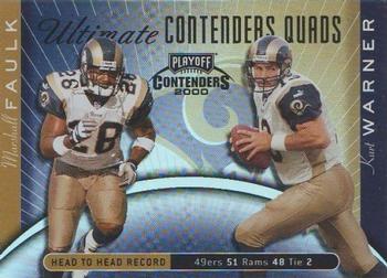 2000 Playoff Contenders - Ultimate Quads #CQ-11 Marshall Faulk / Kurt Warner / Jerry Rice / Terrell Owens Front