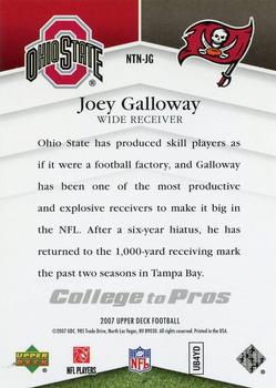 2007 Upper Deck - College to Pros #NTN-JG Joey Galloway Back