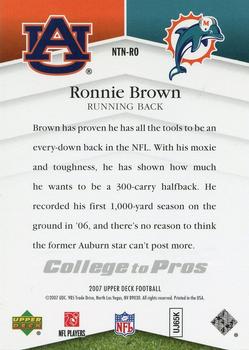 2007 Upper Deck - College to Pros #NTN-RO Ronnie Brown Back