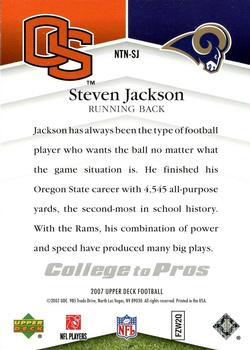 2007 Upper Deck - College to Pros #NTN-SJ Steven Jackson Back