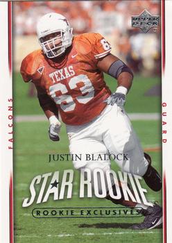 2007 Upper Deck - Rookie Exclusives Star Rookies #205 Justin Blalock Front