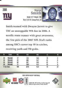 2007 Upper Deck - Rookie Exclusives Star Rookies #300 Steve Smith Back
