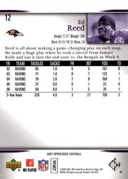 2007 Upper Deck - Gold Predictor Edition #12 Ed Reed Back