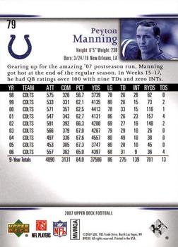 2007 Upper Deck - Gold Predictor Edition #79 Peyton Manning Back