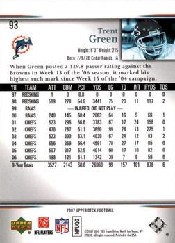 2007 Upper Deck - Gold Predictor Edition #93 Trent Green Back