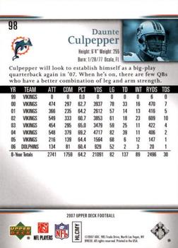 2007 Upper Deck - Gold Predictor Edition #98 Daunte Culpepper Back