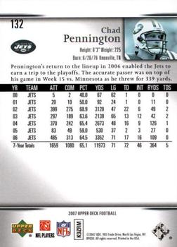 2007 Upper Deck - Gold Predictor Edition #132 Chad Pennington Back
