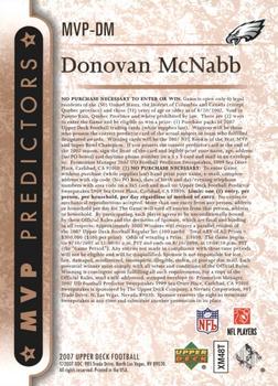 2007 Upper Deck - Predictors: NFL MVP #MVP-DM Donovan McNabb Back