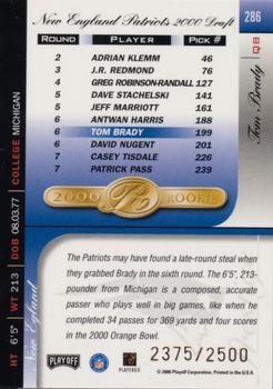 2000 Playoff Prestige #286 Tom Brady Back