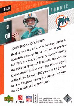 2007 Upper Deck - Rookie Fantasy Team #RFT-JB John Beck Back