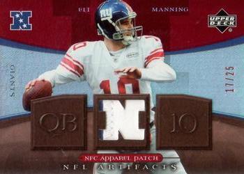 2007 Upper Deck Artifacts - AFC/NFC Apparel Patch Red #NFC-EM Eli Manning Front