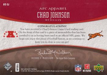 2007 Upper Deck Artifacts - AFC/NFC Apparel Red #AFC-CJ Chad Johnson Back