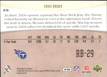 2007 Upper Deck Artifacts - NFL Facts #NF-CB Chris Brown Back
