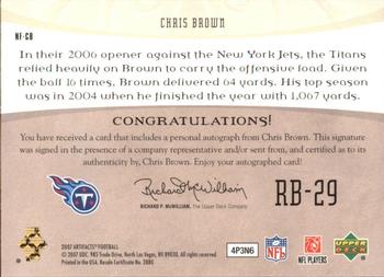 2007 Upper Deck Artifacts - NFL Facts Autographs #NF-CB Chris Brown Back