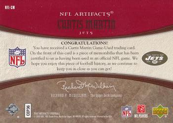 2007 Upper Deck Artifacts - NFL Artifacts Red #NFL-CM Curtis Martin Back