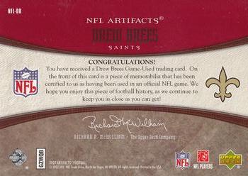2007 Upper Deck Artifacts - NFL Artifacts Red #NFL-DR Drew Brees Back