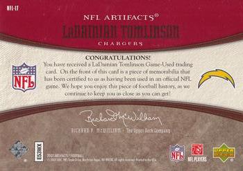 2007 Upper Deck Artifacts - NFL Artifacts Red #NFL-LT LaDainian Tomlinson Back