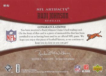 2007 Upper Deck Artifacts - NFL Artifacts Red #NFL-RJ Rudi Johnson Back