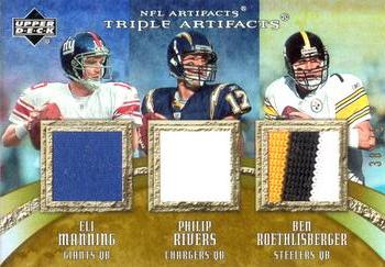 2007 Upper Deck Artifacts - NFL Artifacts Triple #TA-MRR Eli Manning / Philip Rivers / Ben Roethlisberger Front