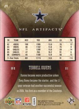2007 Upper Deck Artifacts - Red #29 Terrell Owens Back