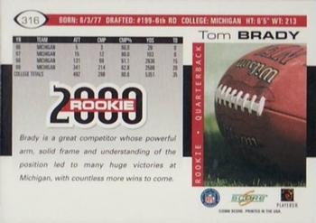 2000 Score #316 Tom Brady Back