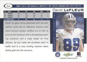 2000 Score #54 David LaFleur Back