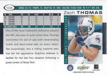 2000 Score #103 Zach Thomas Back