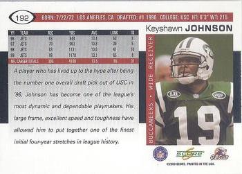 2000 Score #192 Keyshawn Johnson Back