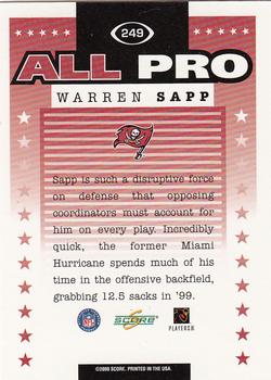 2000 Score #249 Warren Sapp Back