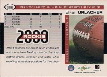 2000 Score #288 Brian Urlacher Back