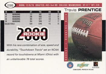 2000 Score #298 Travis Prentice Back