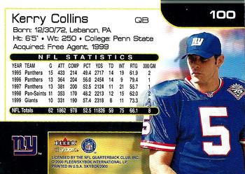 2000 SkyBox #100 Kerry Collins Back