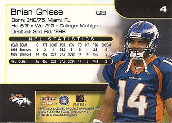 2000 SkyBox #4 Brian Griese Back