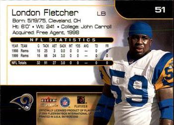 2000 SkyBox #51 London Fletcher Back