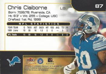 2000 SkyBox #87 Chris Claiborne Back