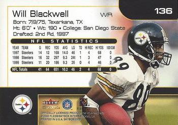 2000 SkyBox #136 Will Blackwell Back
