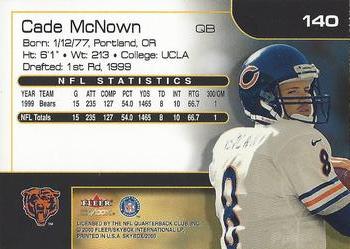2000 SkyBox #140 Cade McNown Back
