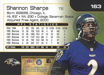 2000 SkyBox #163 Shannon Sharpe Back