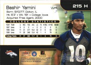 2000 SkyBox #215 H Bashir Yamini Back