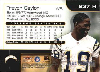 2000 SkyBox #237 H Trevor Gaylor Back