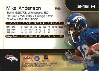 2000 SkyBox #246 H Mike Anderson Back