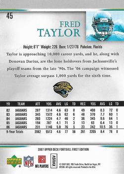 2007 Upper Deck First Edition - Gold #45 Fred Taylor Back