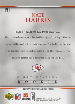 2007 Upper Deck First Edition - Gold #191 Nate Harris Back